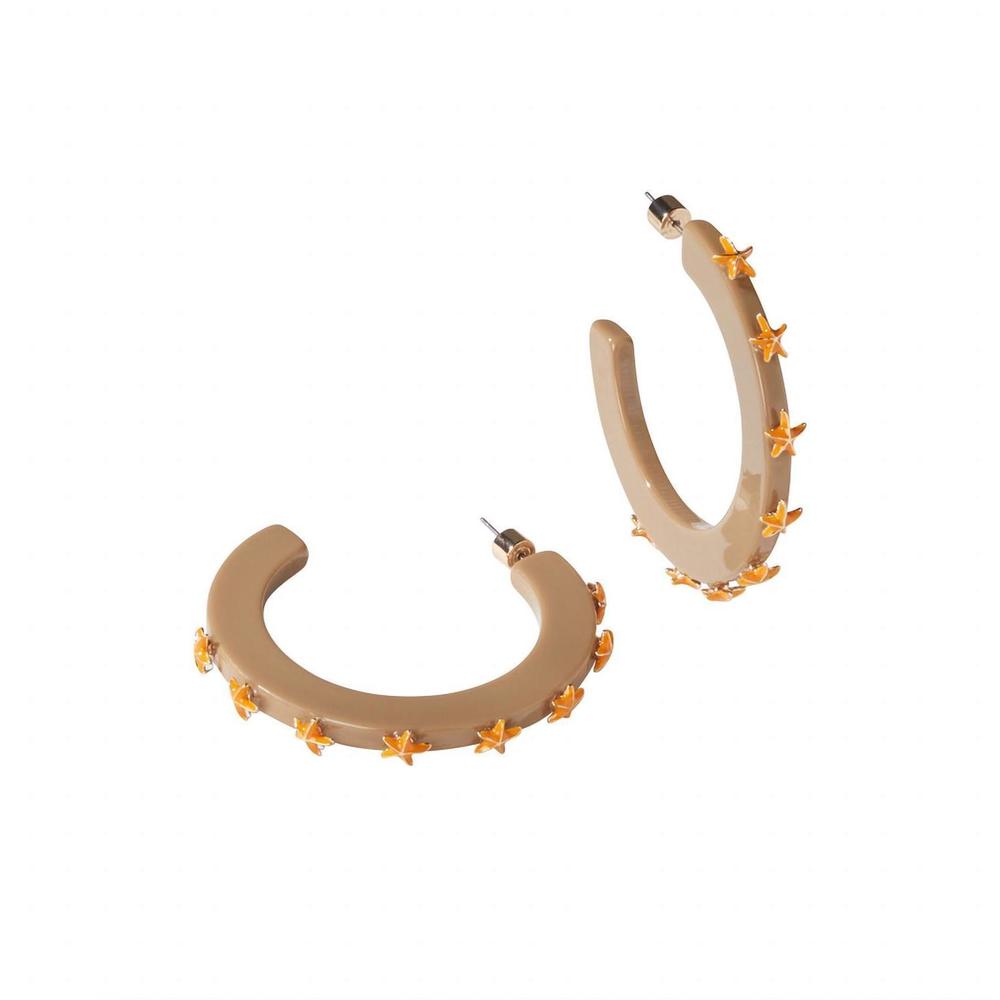 NEW SMITH & CO women's starfish jewel hoop earring in golden sand